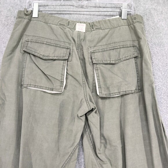 Vintage Abercrombie & Fitch Parchute Pants Wmn M Olive Green Wide Leg Button Fly - Picture 9 of 13